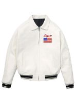 Stegaro United America Flag White Leather Jacket