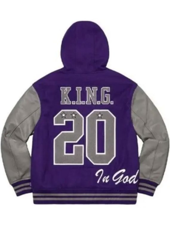 Supreme Purple King Varsity Hooded Jacket