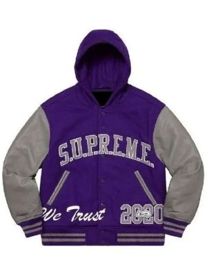 Supreme Purple King Varsity Hooded Jacket