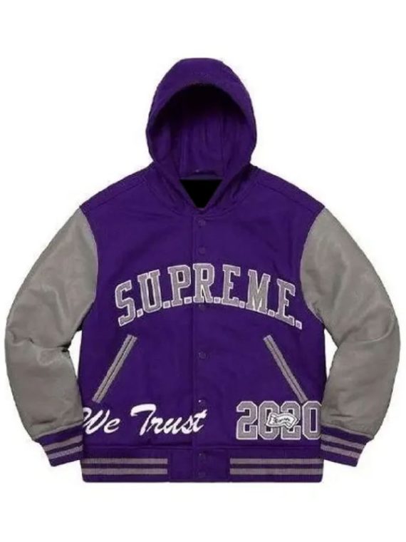 Supreme Purple King Varsity Hooded Jacket