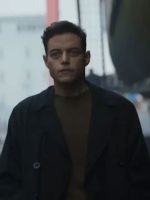 The Amateur 2025 Rami Malek Black Trench Coat