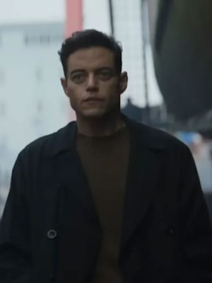 The Amateur 2025 Rami Malek Black Trench Coat