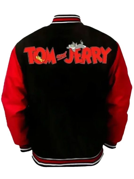 Tom And Jerry Black Red Varsity Jacket
