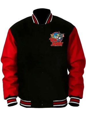 Tom And Jerry Black Red Varsity Jacket