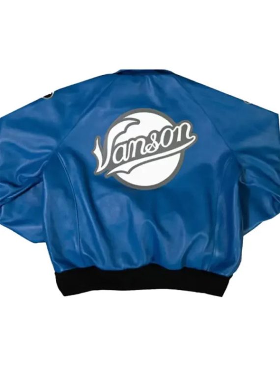 Vanson Brooklyn Blue Leather Bomber Jacket
