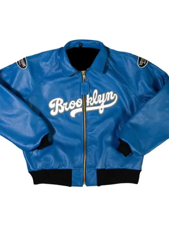 Vanson Brooklyn Blue Leather Bomber Jacket