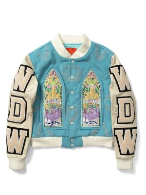 Who Decides War Namesake Blue and Pink Varsity Jacket