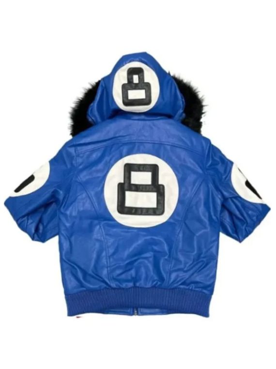 8 Ball Oversized Leather Hooded Jacket