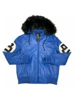 8 Ball Oversized Leather Hooded Jacket