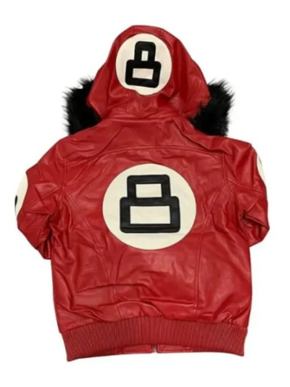 8 Ball Oversized Leather Hooded Jacket