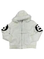 8 Ball Oversized Leather Hooded Jacket