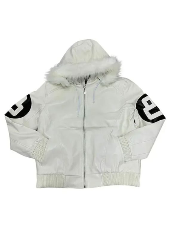 8 Ball Oversized Leather Hooded Jacket