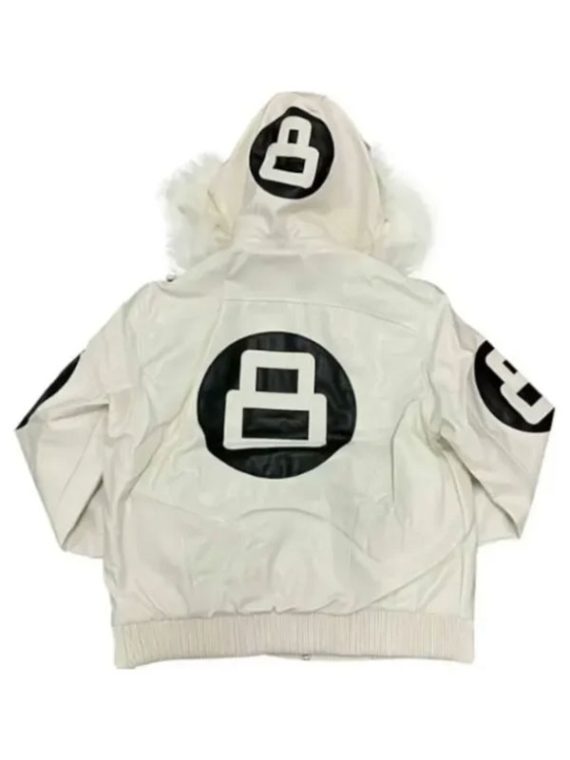 8 Ball Oversized Leather Hooded Jacket
