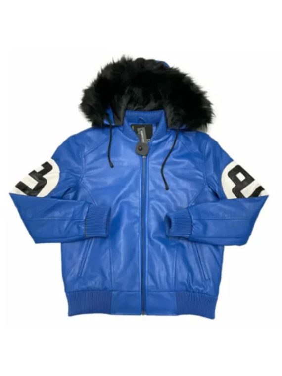 8 Ball Oversized Leather Hooded Jacket