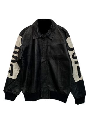 American Flag Vintage USA Black Leather Jacket