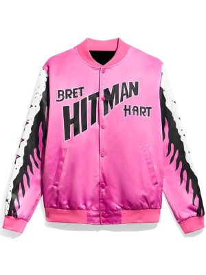 Bret Hart Royal Rumble Pink Satin Bomber Jacket