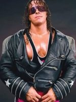 Bret Hart The Hitman Black Leather Zipper Jacket