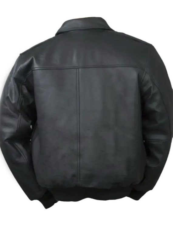 Burks Bay A-1 Black Leather Bomber Jacket