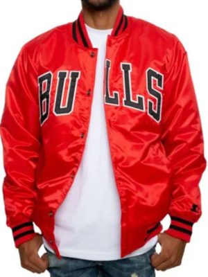 Chicago Bulls Red Varsity Satin Jacket