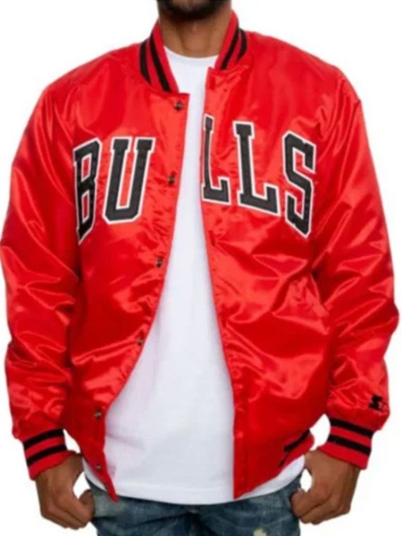 Chicago Bulls Red Varsity Satin Jacket