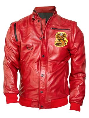 Cobra Kai Red Leather Varsity Jacket
