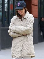 Dakota Johnson Materialists Beige Quilted Jacket