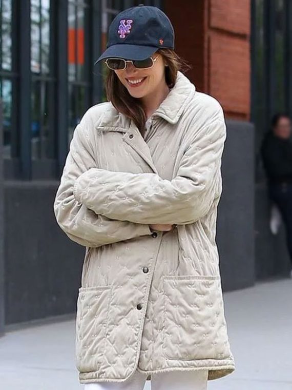Dakota Johnson Materialists Beige Quilted Jacket
