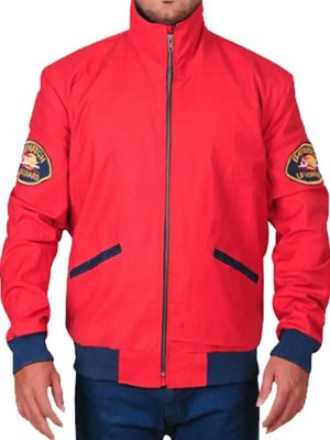 David Hasselhoff Baywatch Red Bomber Jacket