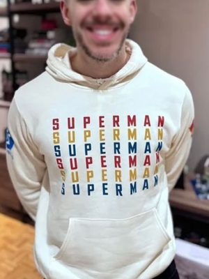 DC Superman White Fleece Pullover Hoodie
