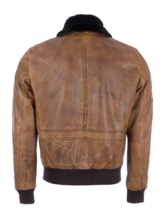 Devin Aviator Tan Brown Leather Bomber Jacket