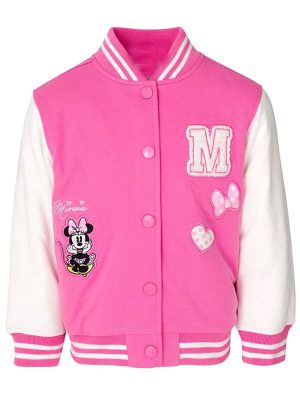 Disney Minnie Micky Mouse Pink Varsity Jacket