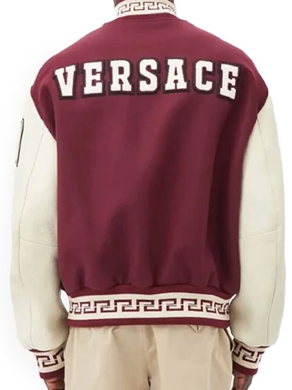 Donatella Burgundy Versace Maroon White Varsity Jacket