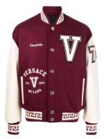 Donatella Burgundy Versace Maroon White Varsity Jacket