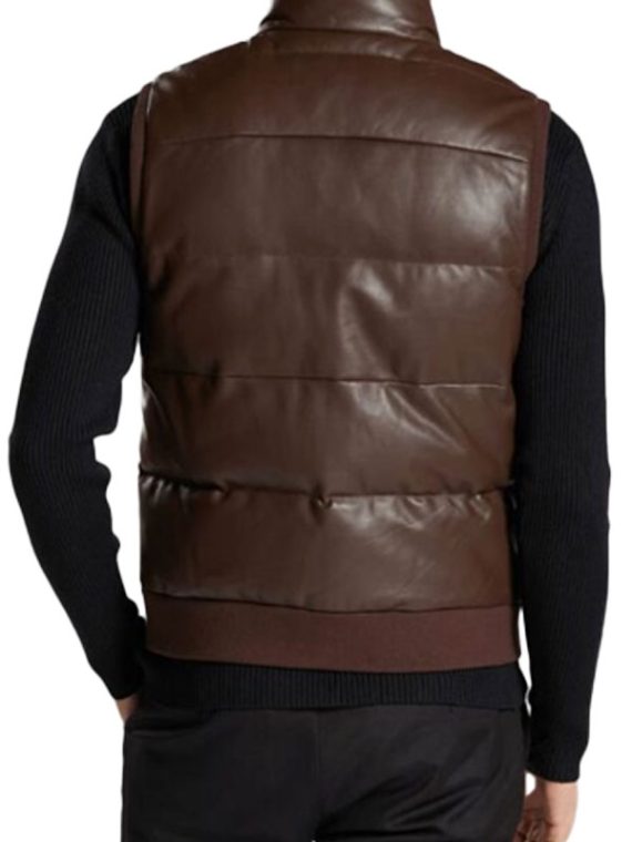 Dylan Brown Leather Puffer Vest