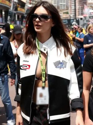 Emily Ratajkowski F1 Monaco Grand Prix Leather Jacket