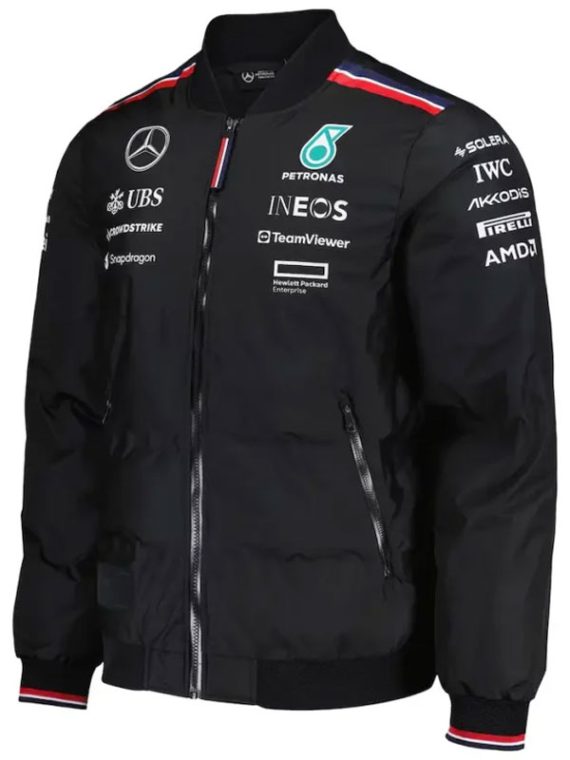 George Russell Mercedes Black Bomber Jacket
