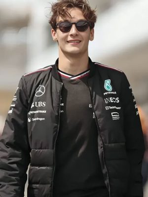 George Russell Mercedes Black Bomber Jacket