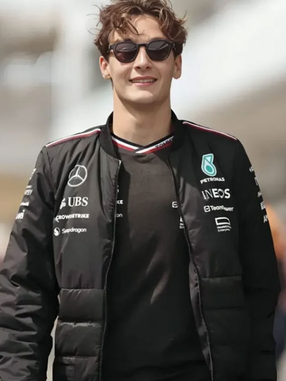 George Russell Mercedes Black Bomber Jacket