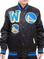 Golden State Warriors Mash Up Black Satin Jacket