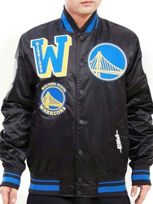 Golden State Warriors Mash Up Black Satin Jacket