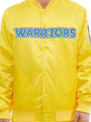 Golden State Warriors Wordmark Yellow Satin Jacket