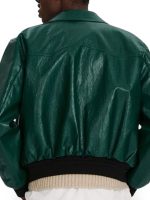 GRASSE Vintage Green Leather Bomber Jacket