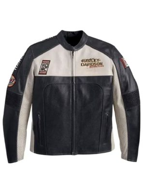 Harley Davidson Perforated Biker Black Leather Jacket