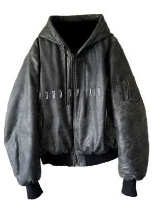 Hood By Air Black Leather Hooded Jacket