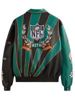 Jeff Miami Dolphins Black Green Leather Jacket