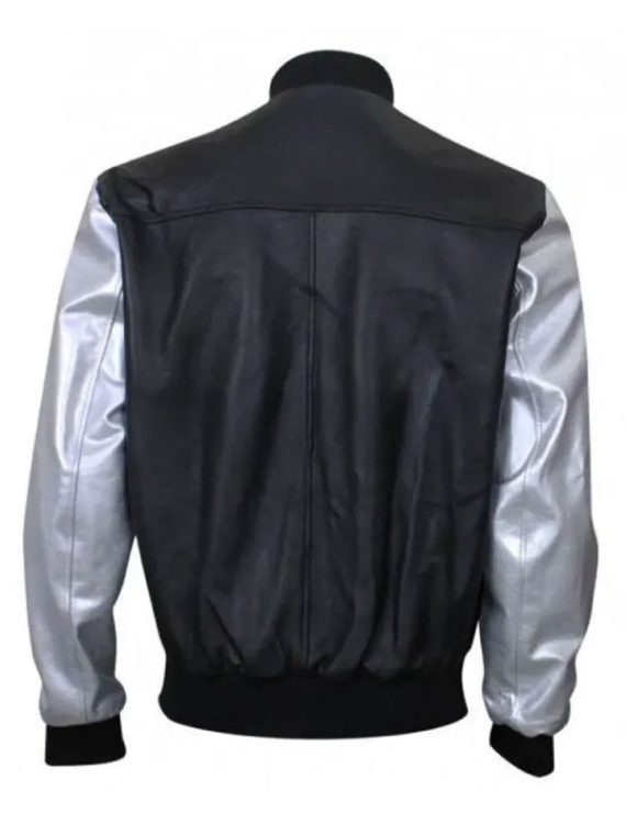 Kanye West Rexine Black Bomber Varsity Jacket