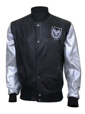 Kanye West Rexine Black Bomber Varsity Jacket