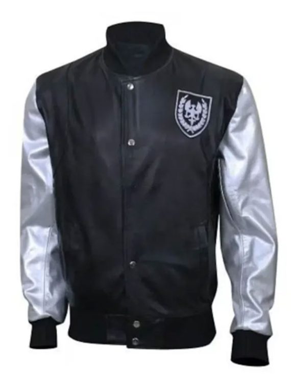 Kanye West Rexine Black Bomber Varsity Jacket