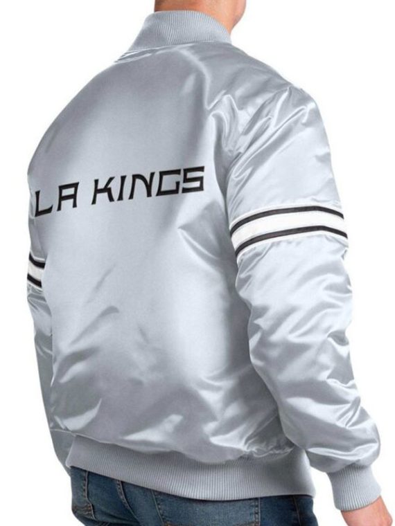 LA Kings Silver Varsity Satin Jacket