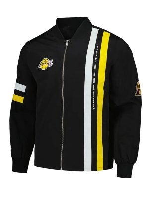Los Angeles Lakers Stitch Applique Black Bomber Jacket